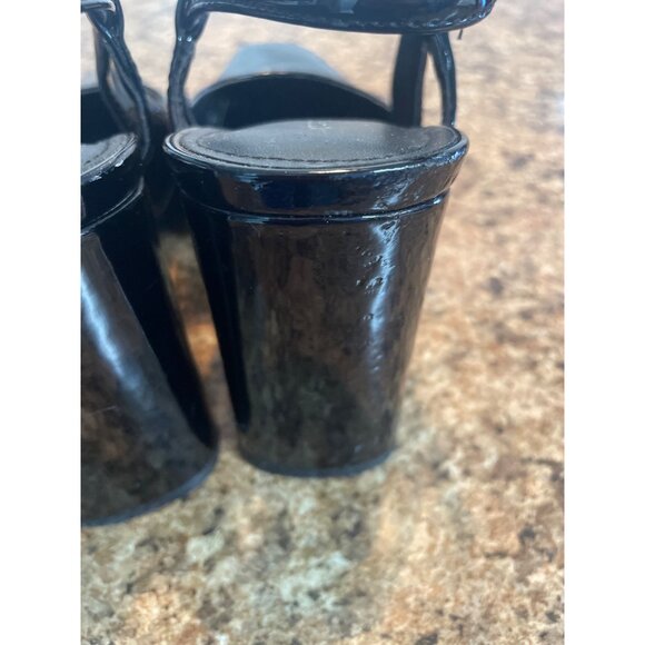 Marc Fisher Black Patent Leather Square Toe Slingback Heels For Women Size 7 1/2 - Picture 10 of 13